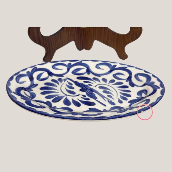 12" Oval Serving Platter Puebla Blue by Anfora (Mexico) - Picture 5 of 9